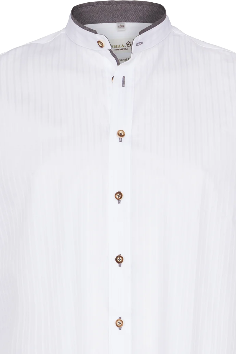 Herren Trachtenhemd Tailored Fit aus Baumwolle - weiß silber