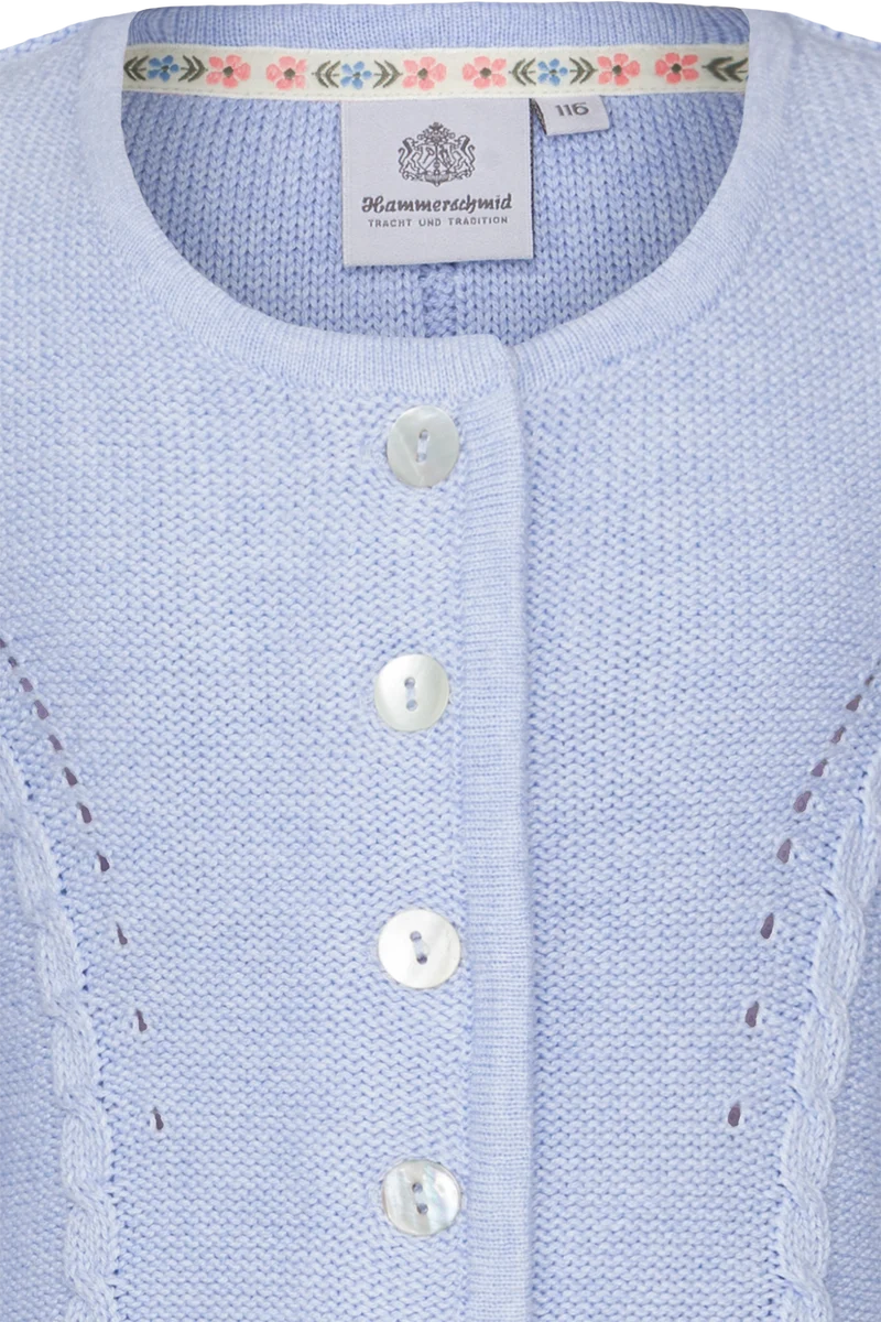 Mädchen Strickjacke kurz mit Perlmuttknöpfen