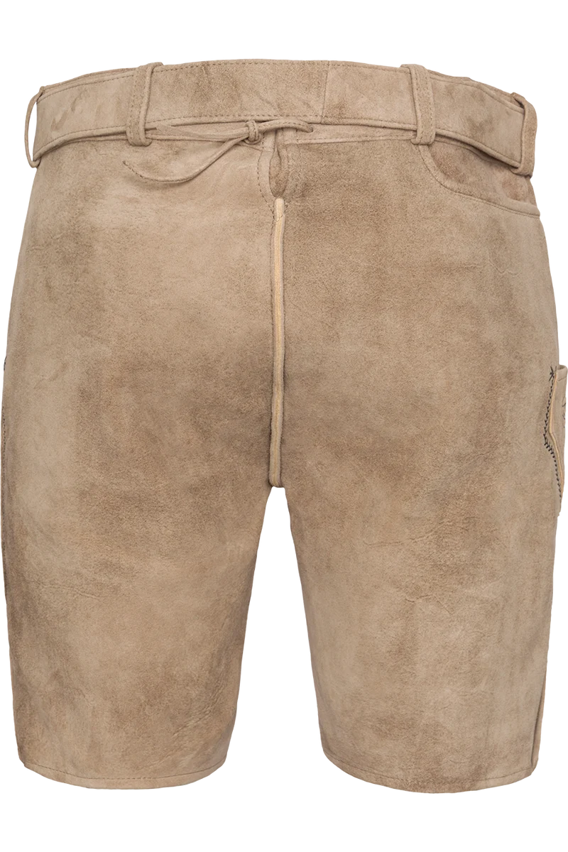 Kurze Herren Lederhose bestickt - linde/schwarz