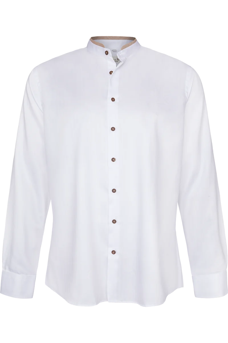 Herren Baumwollhemd bügelleicht Tailored Fit - weiß/beige