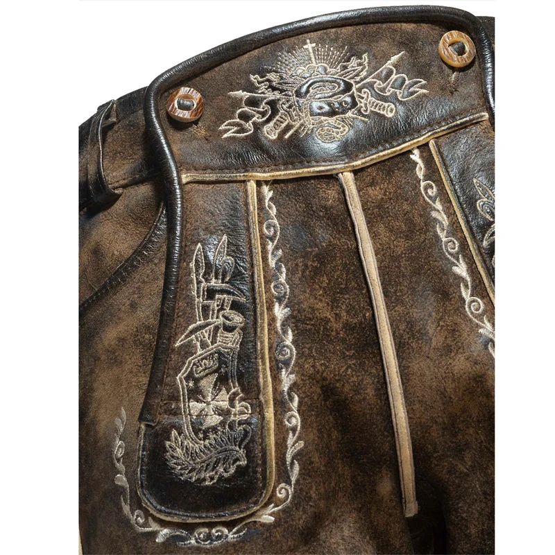 Himmel Arsch und Zwirn Lederhose St. Florian Speckig Tabak Champagne