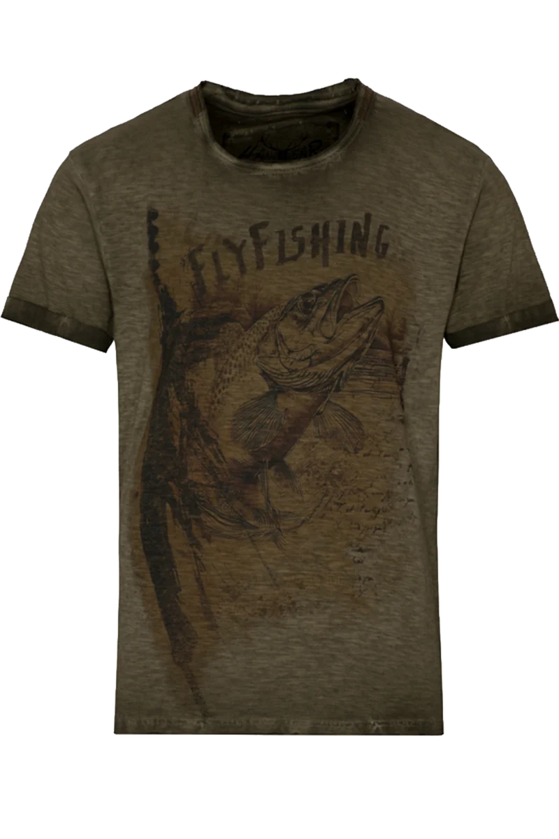 Herren Shirt in Used-Optik mit Fischdruck