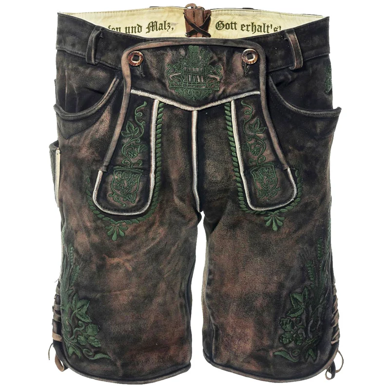 Himmel Arsch und Zwirn Lederhose Braumeister Alt Kohle Olive