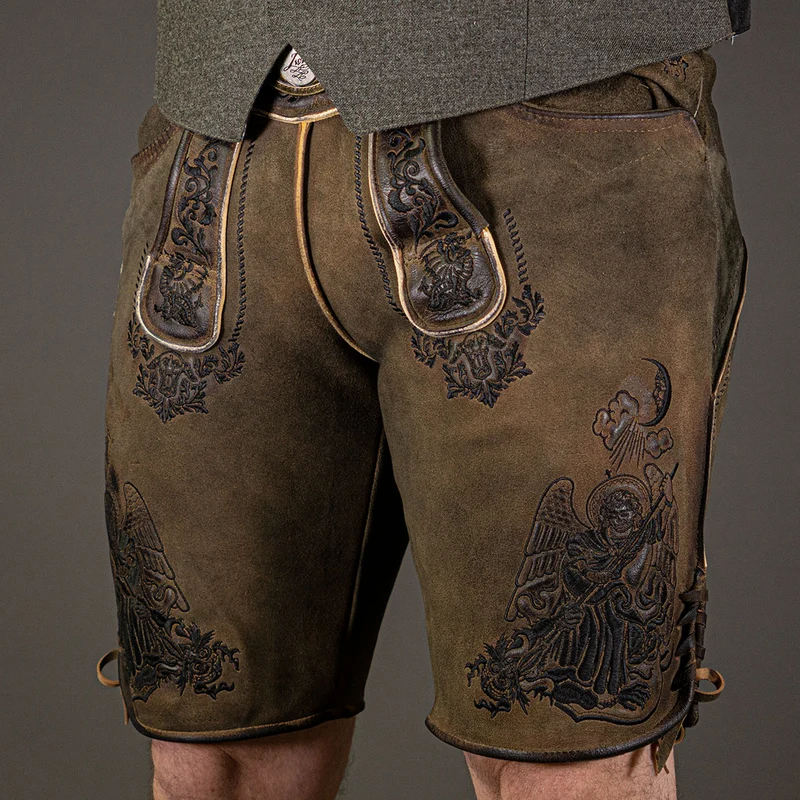 Himmel Arsch und Zwirn Lederhose St. Virtus Rustik Panther Schwarz