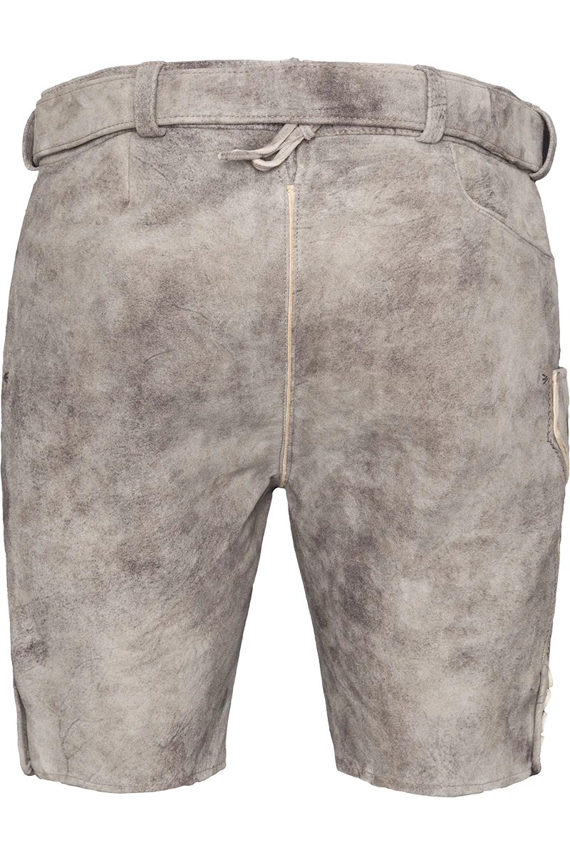 Kurze Herren-Lederhose mit Eichenlaubstickereien
