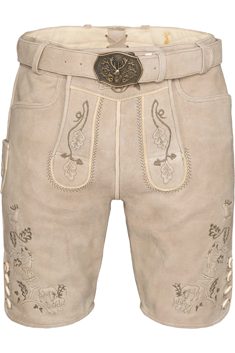 Kurze Herren-Trachtenlederhose mit Stickerei