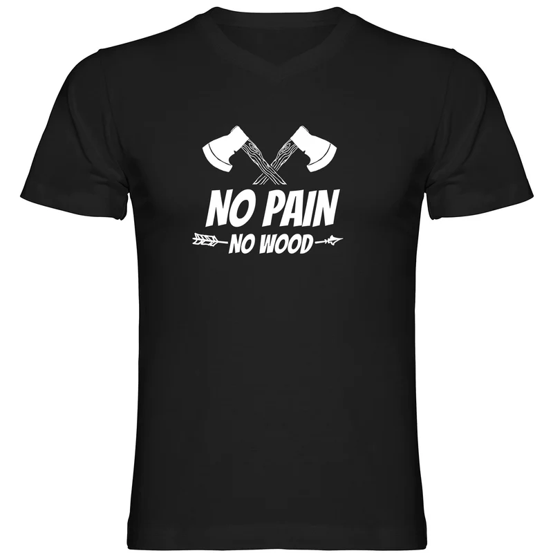 No Pain No Wood Tshirt V-Ausschnitt