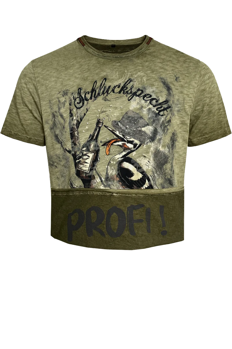 Herren T-Shirt mit Specht-Druck und Stickerei