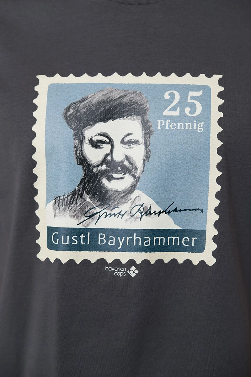 Herren Shirt mit Gustl Bayrhammer- Briefmarkenprint