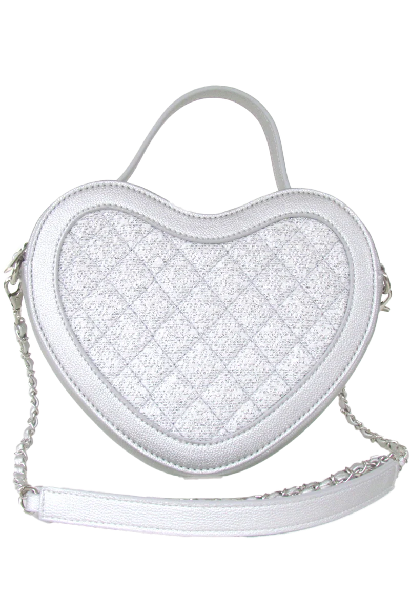Damen Herztasche im Trachtenstil - silber