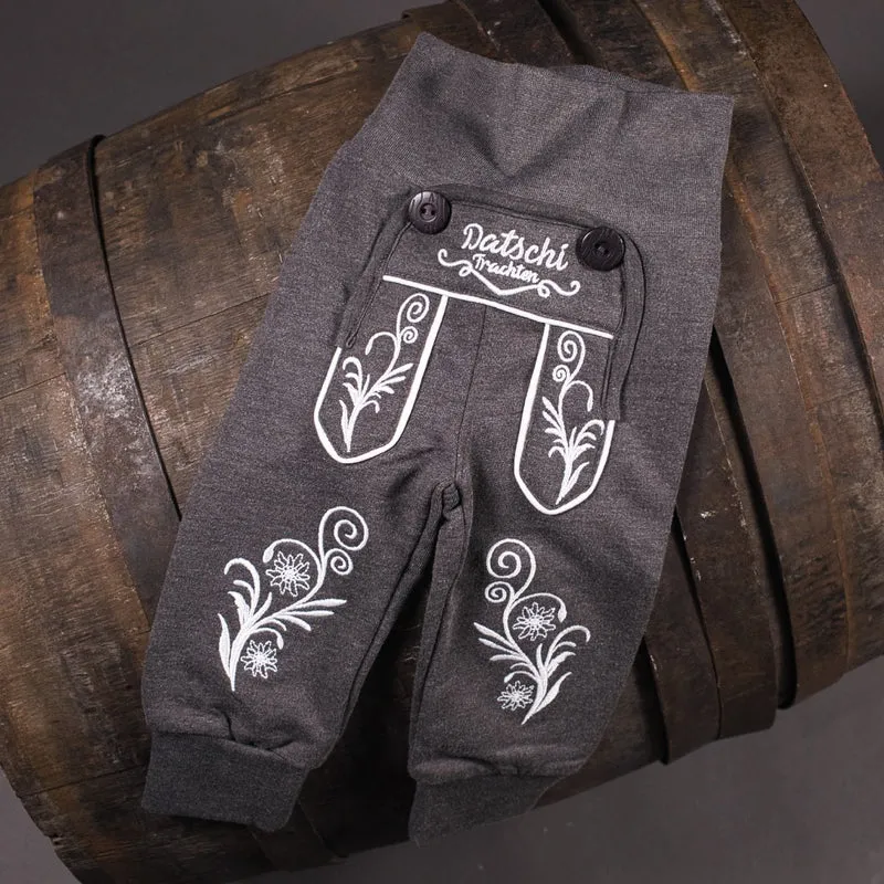 Baby Lederhosen Jogginghose Dunkelgrau