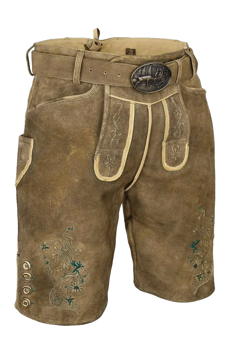 Herren Lederhose mit Gürtel kurz