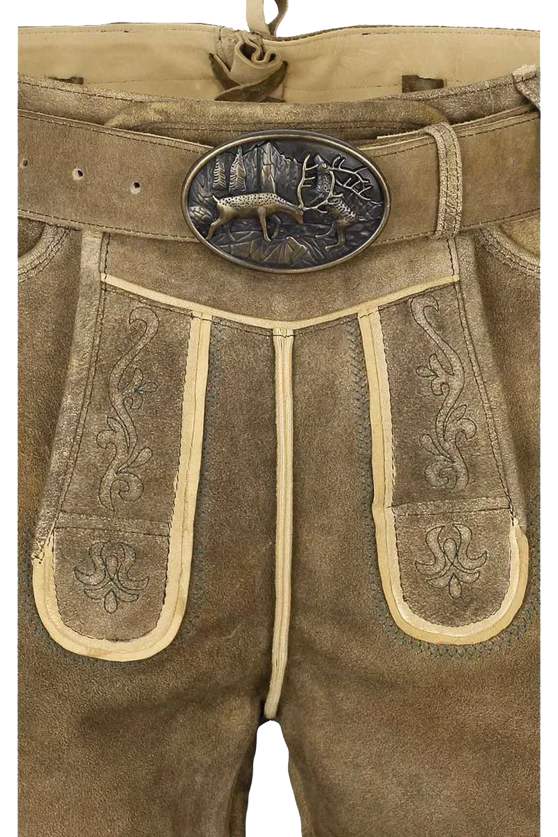 Herren Lederhose mit Gürtel kurz