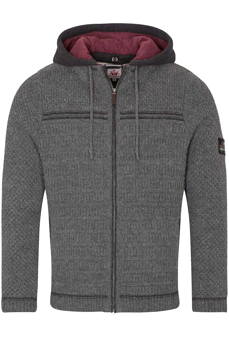 Sportive Herren Trachten Strickjacke mit Kapuze