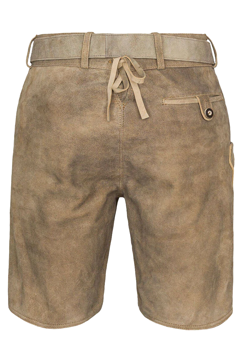 Kurze Herren Lederhose mit Reißverschluss Gürtel mit Bayernwappen