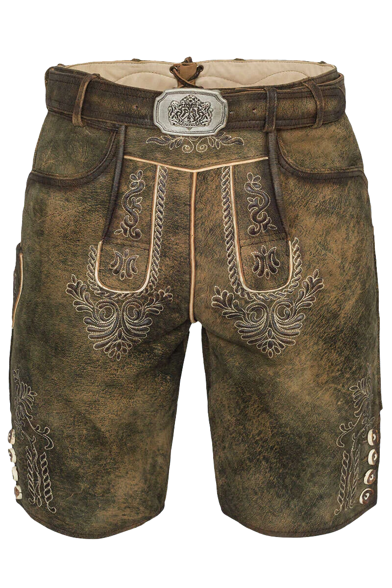 Herren Lederhose kurz bestickt