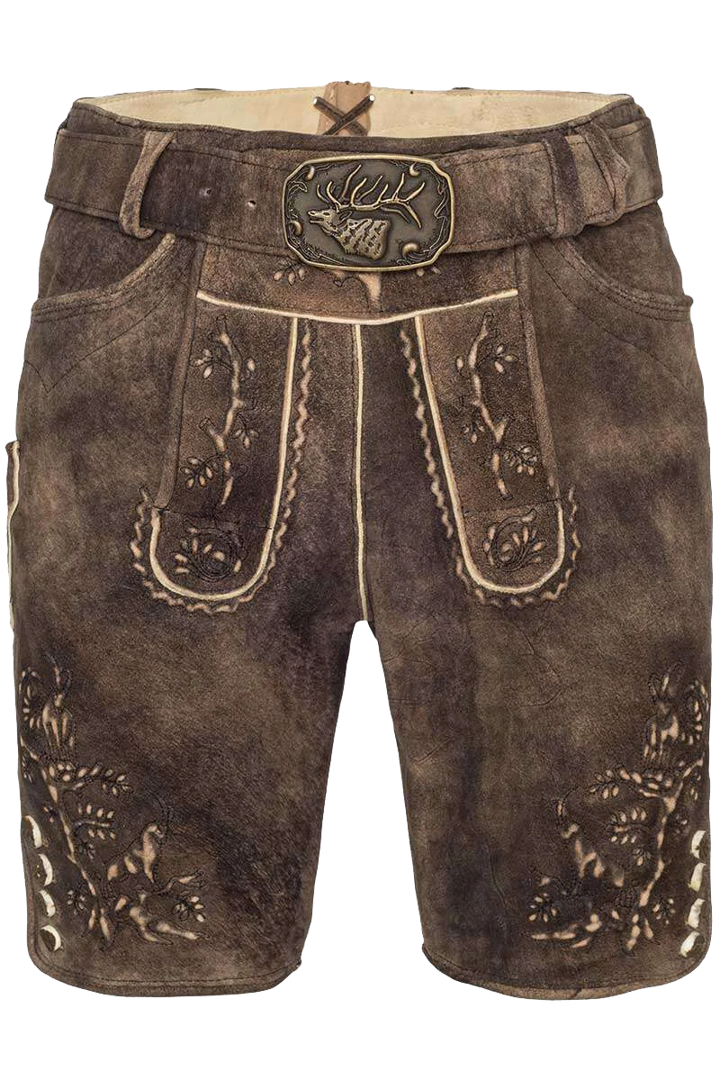 Kurze Herren Trachtenlederhose mit Gürtel
