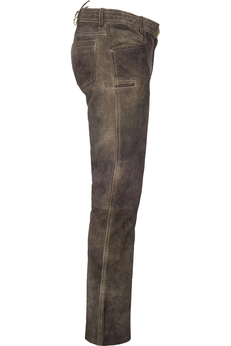 Herren Lederhose lang braun