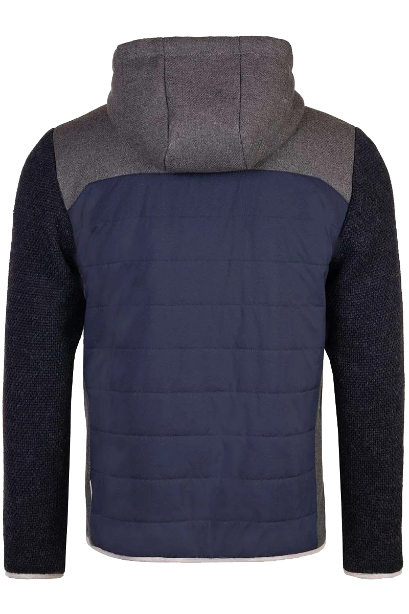 Herren Steppjacke mit Strick und Kapuze dunkelblau anthrazit