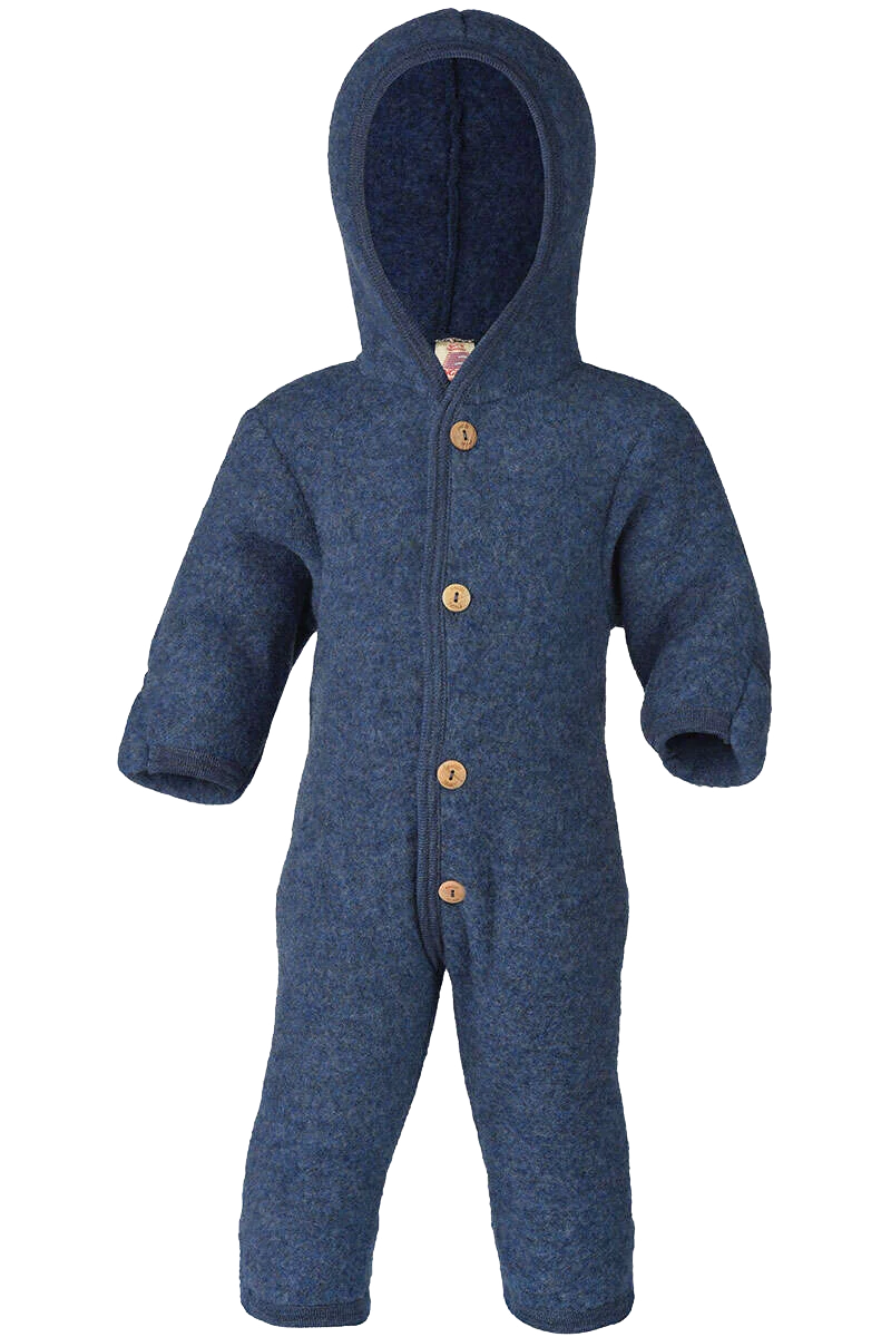 Baby-Wollfleece-Overall mit Kapuze aus Bio Schurwollfleece