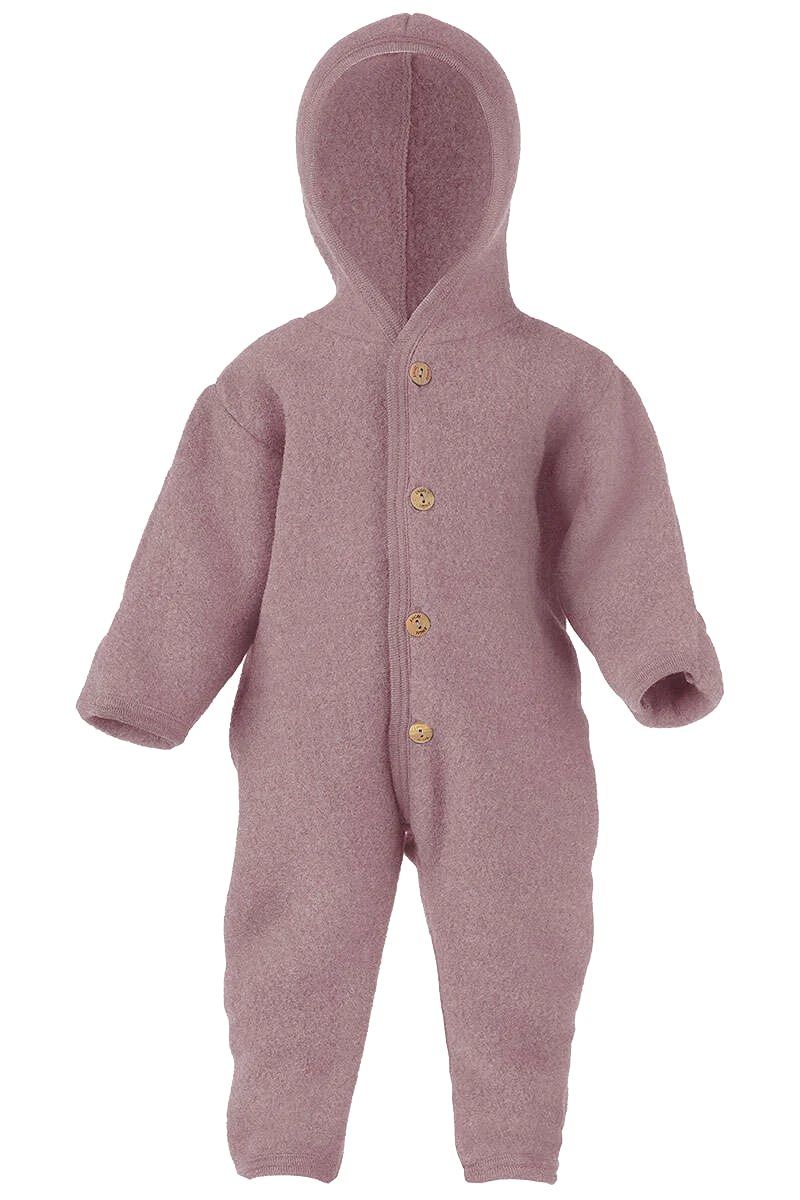 Baby-Wollfleece-Overall mit Kapuze aus Bio Schurwollfleece