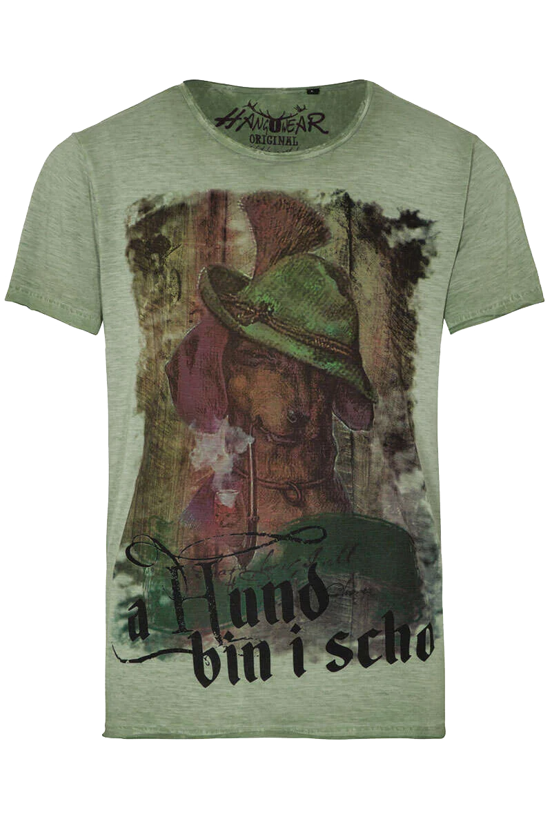 Herren Trachten-T-Shirt 'a Hund bin i scho'