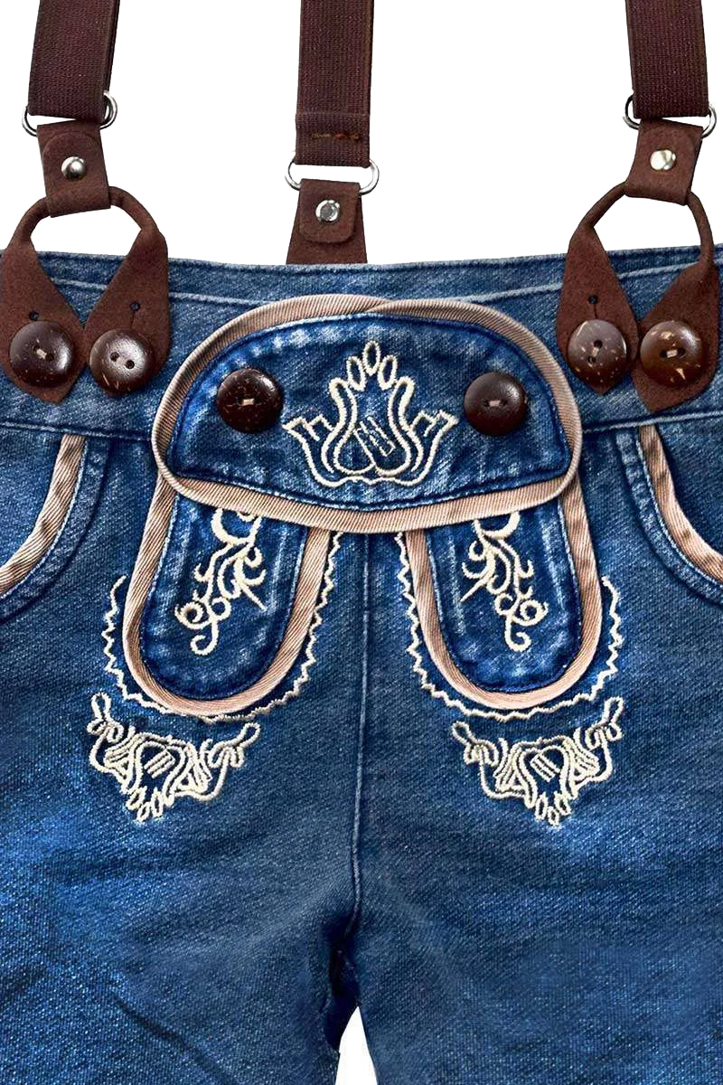 Baby Jeans-3/4 Lederhosenstyle mit Hosenträger