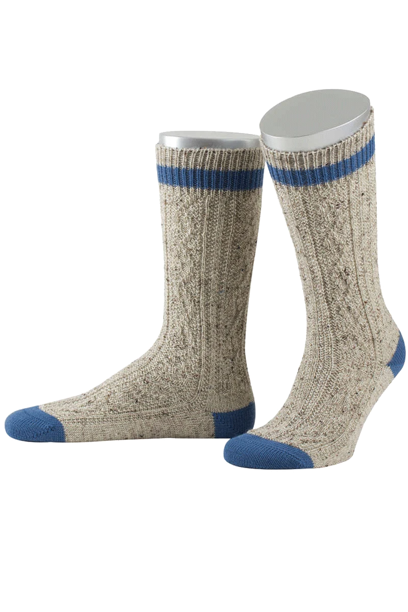 Trachten-Schopper-Socke Loden-Tweed mit braunem Bund