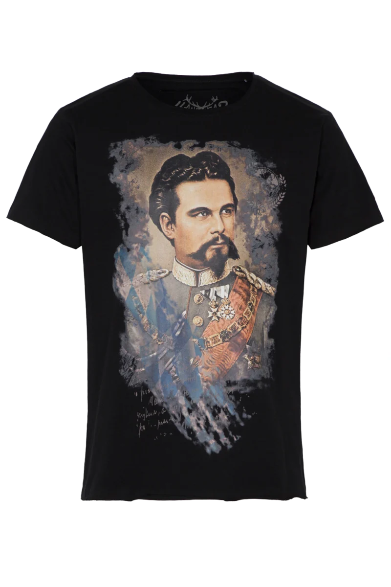 Herren T-Shirt mit bayerischem Märchenkönig Ludwig II