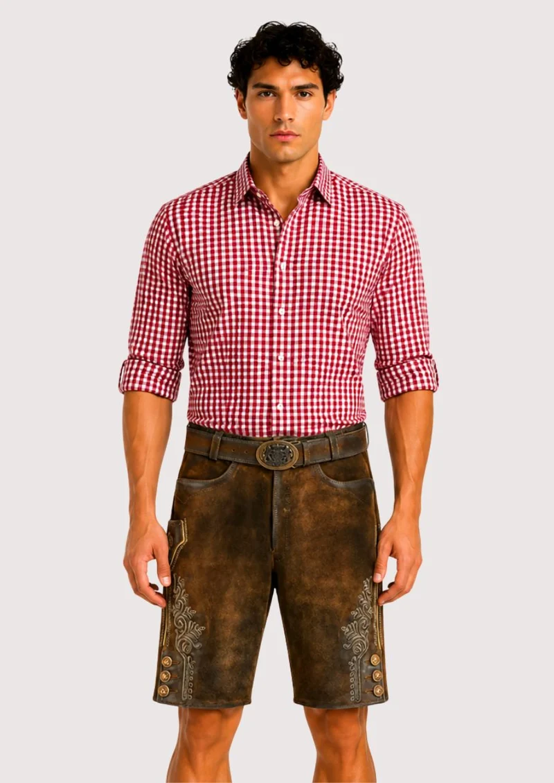 Men Traditional Lederhosen in Brown