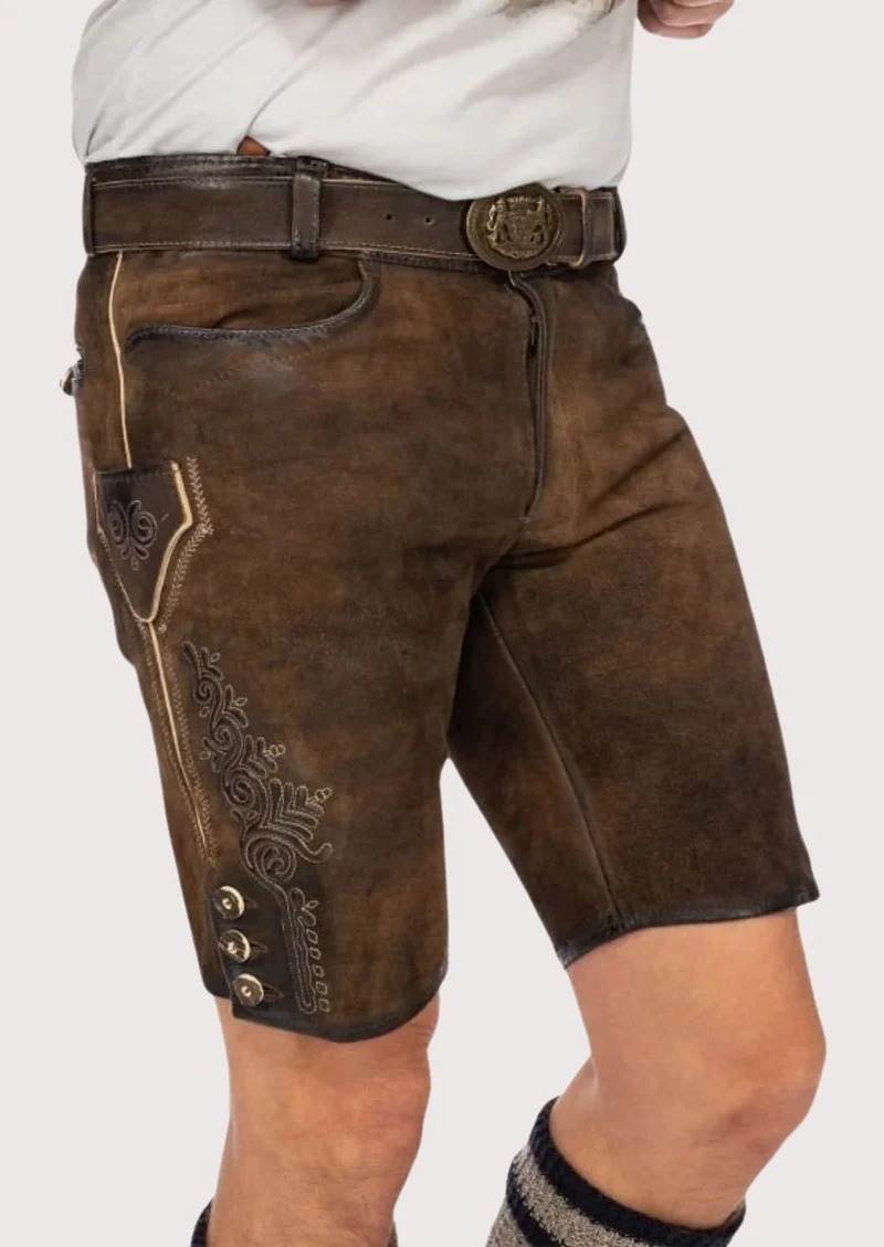 Men Traditional Lederhosen in Brown