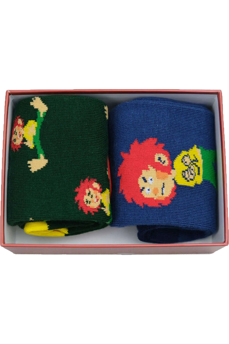 2 Paar Socken in Sockenbox für Damen und Herren - mit Pumuckl