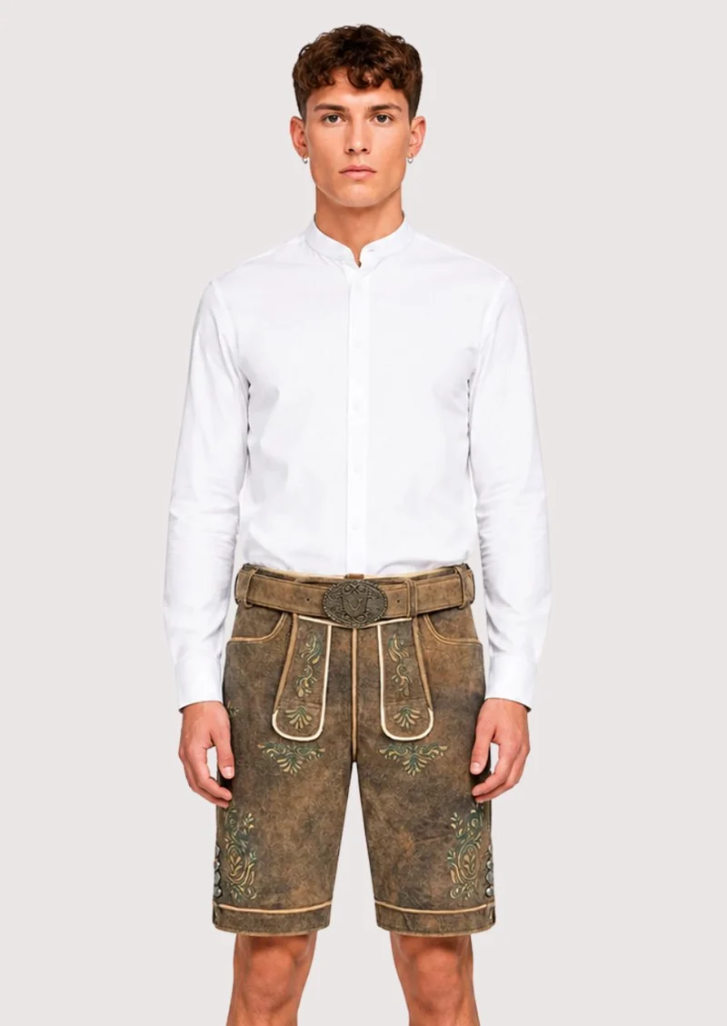 Authentic Men's Brown Lederhosen - Premium Quality & Comfort