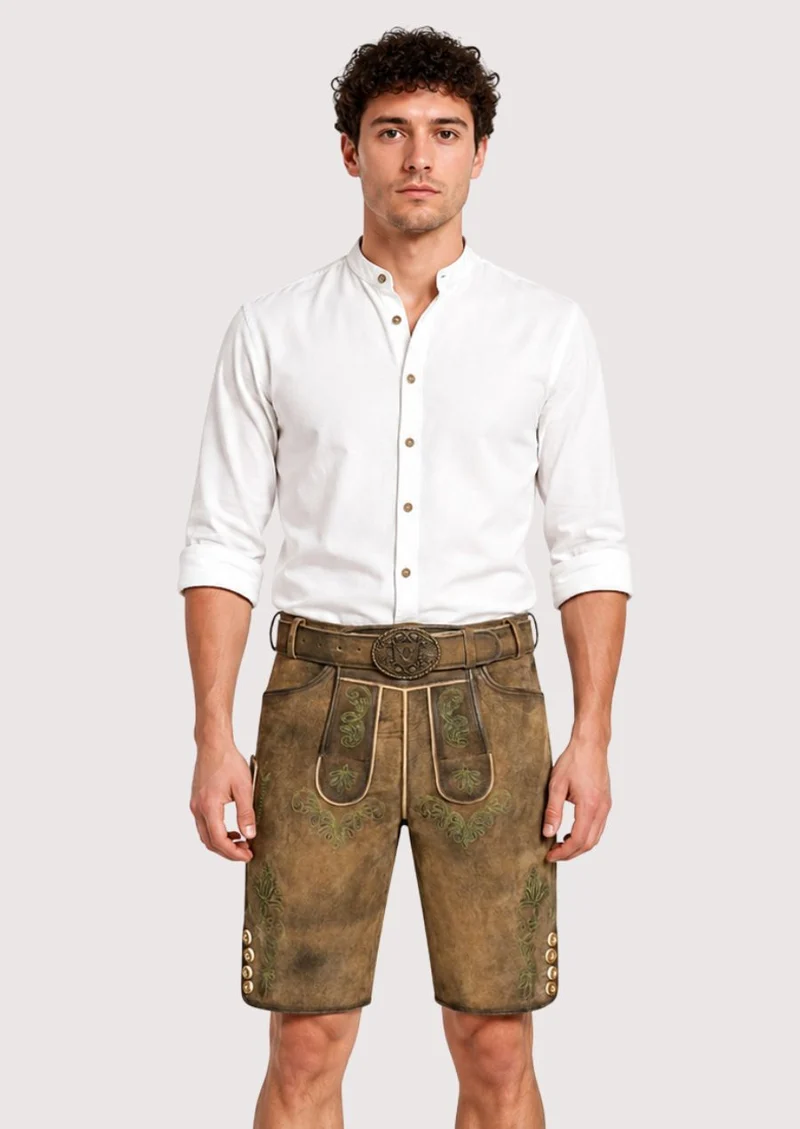 Mens Moss Brown Alpine Lederhosen