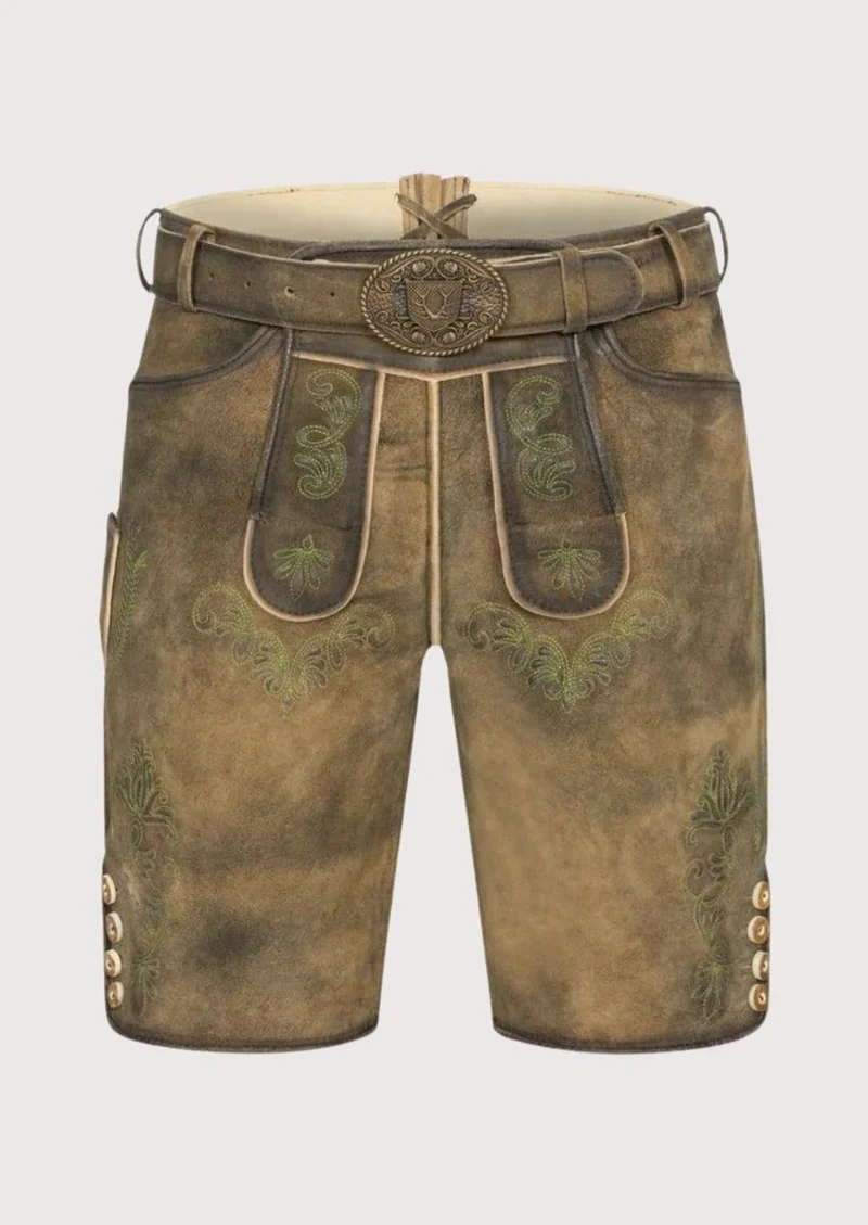 Mens Moss Brown Alpine Lederhosen
