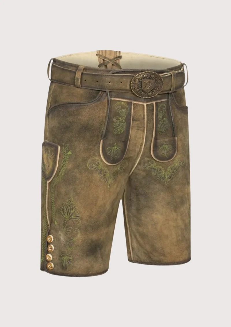 Mens Moss Brown Alpine Lederhosen