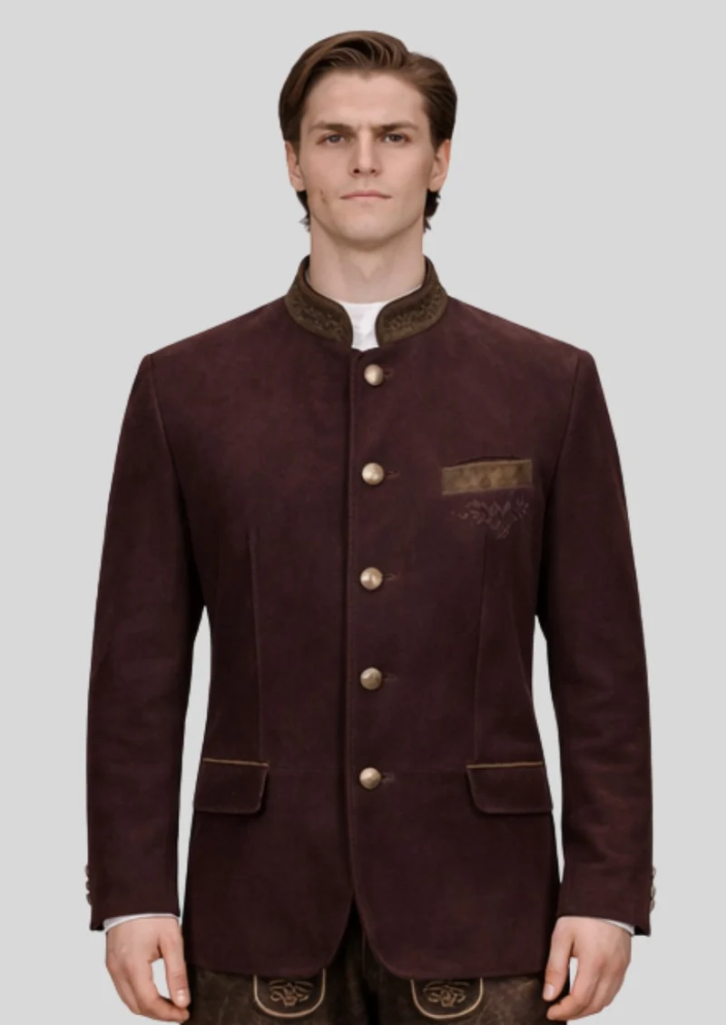 Men's Suede Trachten Jacket - Classic Bavarian Elegance