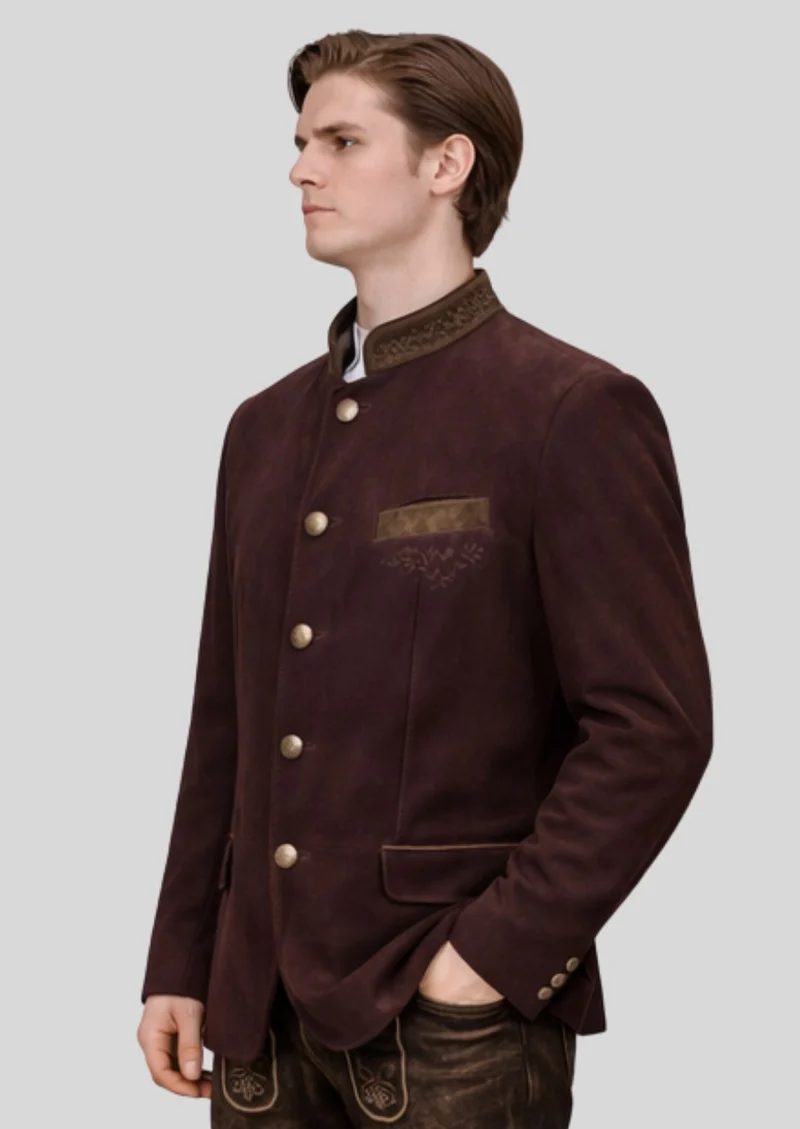 Men's Suede Trachten Jacket - Classic Bavarian Elegance
