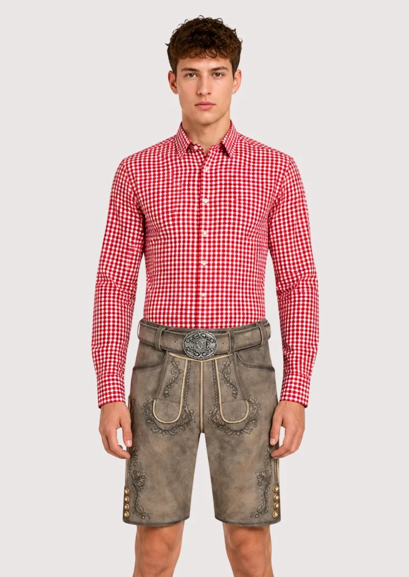 Men’s Stone Grey Classic Lederhosen
