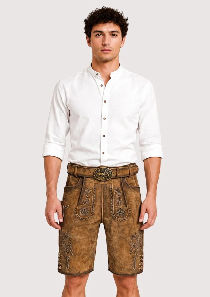 Mens Rustic Stag Brown Lederhosen