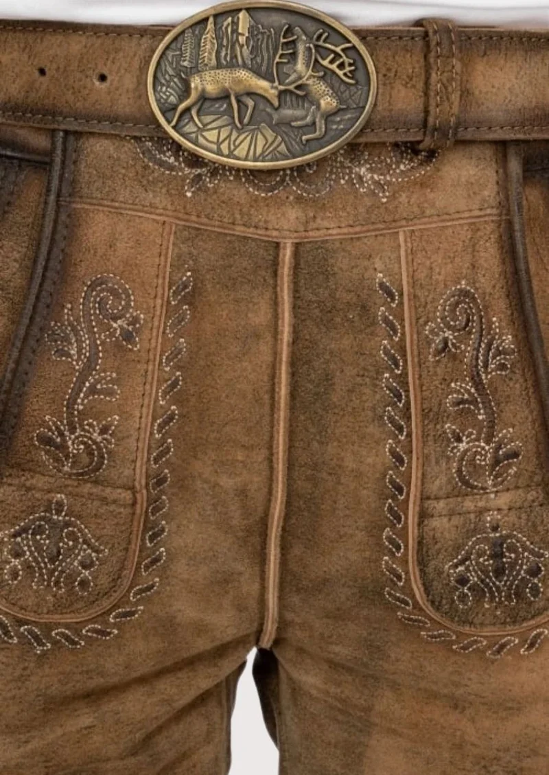 Mens Rustic Stag Brown Lederhosen