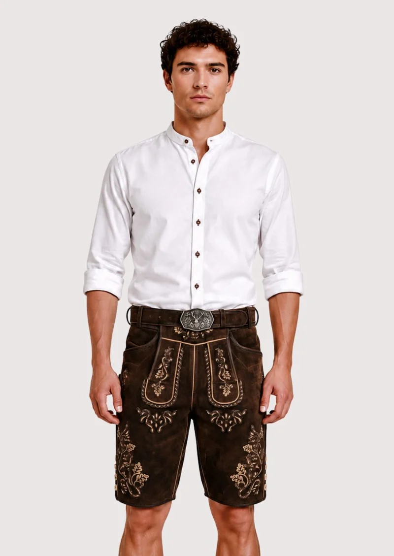 Mens Dark Chestnut Lederhosen Fit