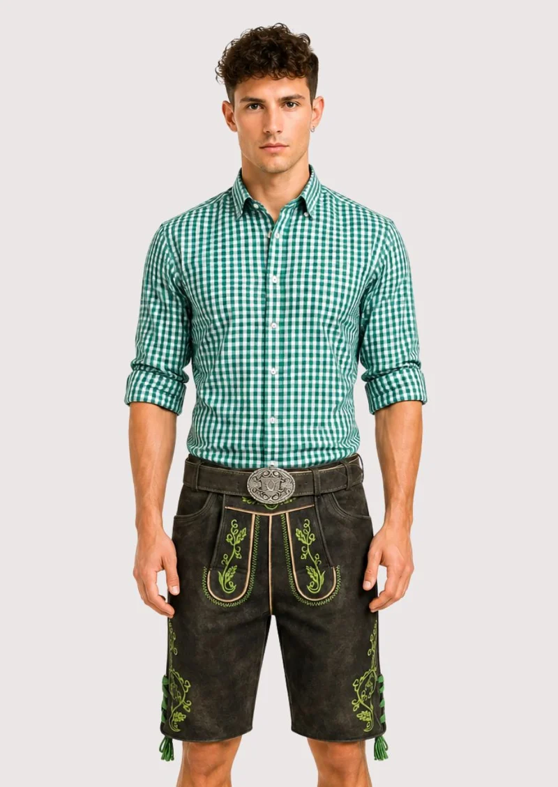 Men’s Dark Green Trim Lederhosen
