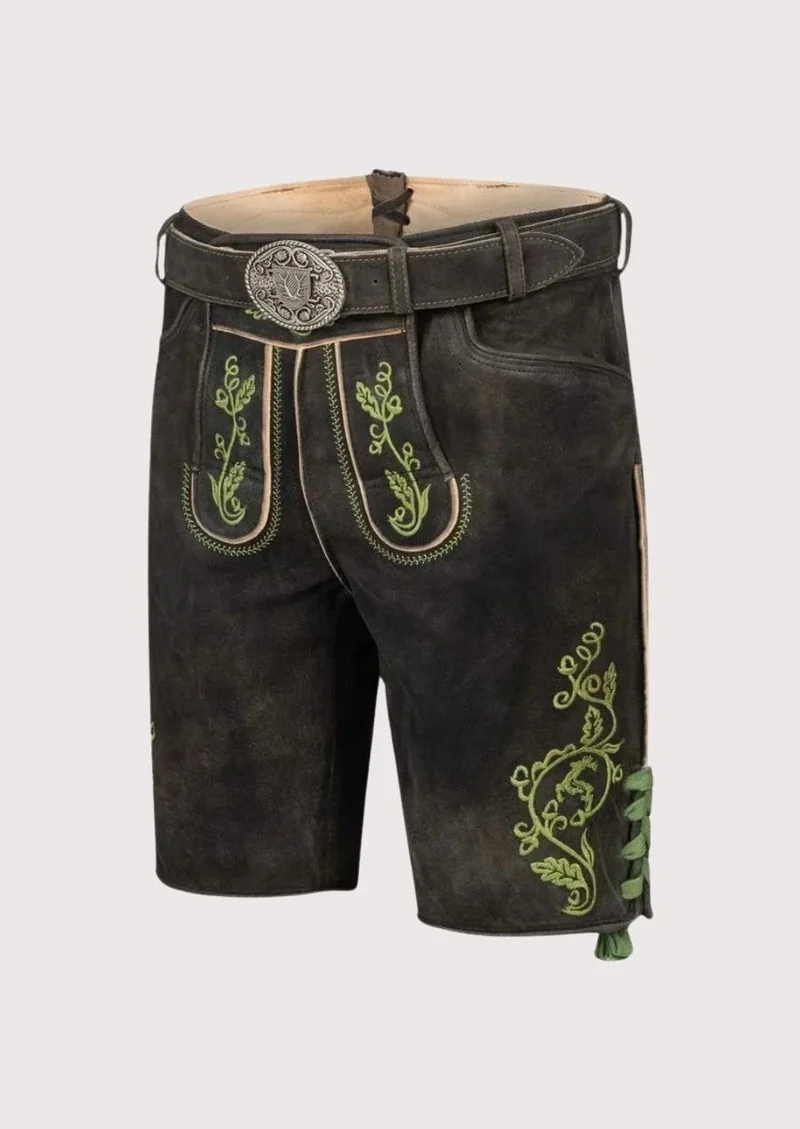 Men’s Dark Green Trim Lederhosen