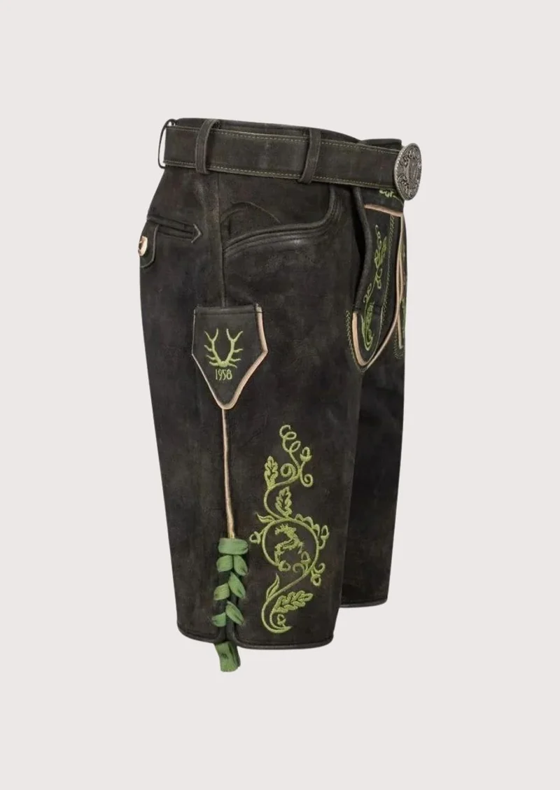 Men’s Dark Green Trim Lederhosen