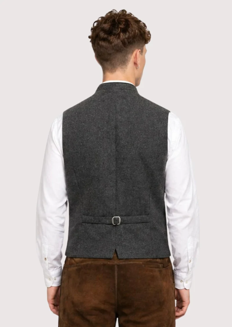 Stylish Trachten Vest in Grey Wool – Ideal for Bavarian & Alpine Wear