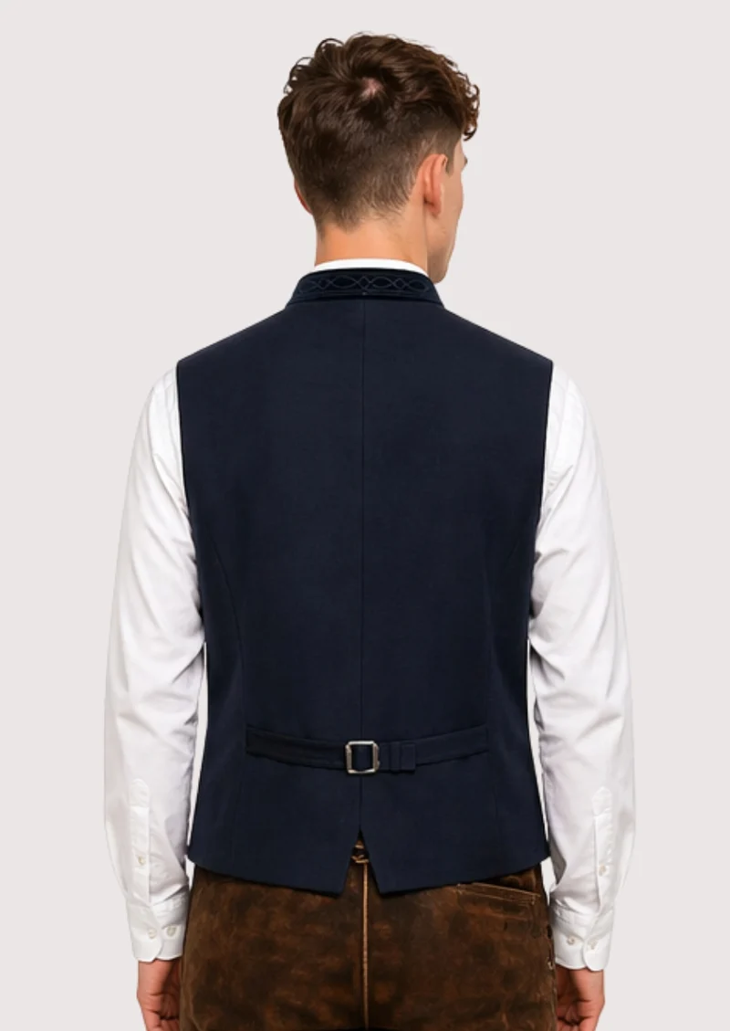 German Trachten Vest Navy Blue – Traditional Alpine Style for Men