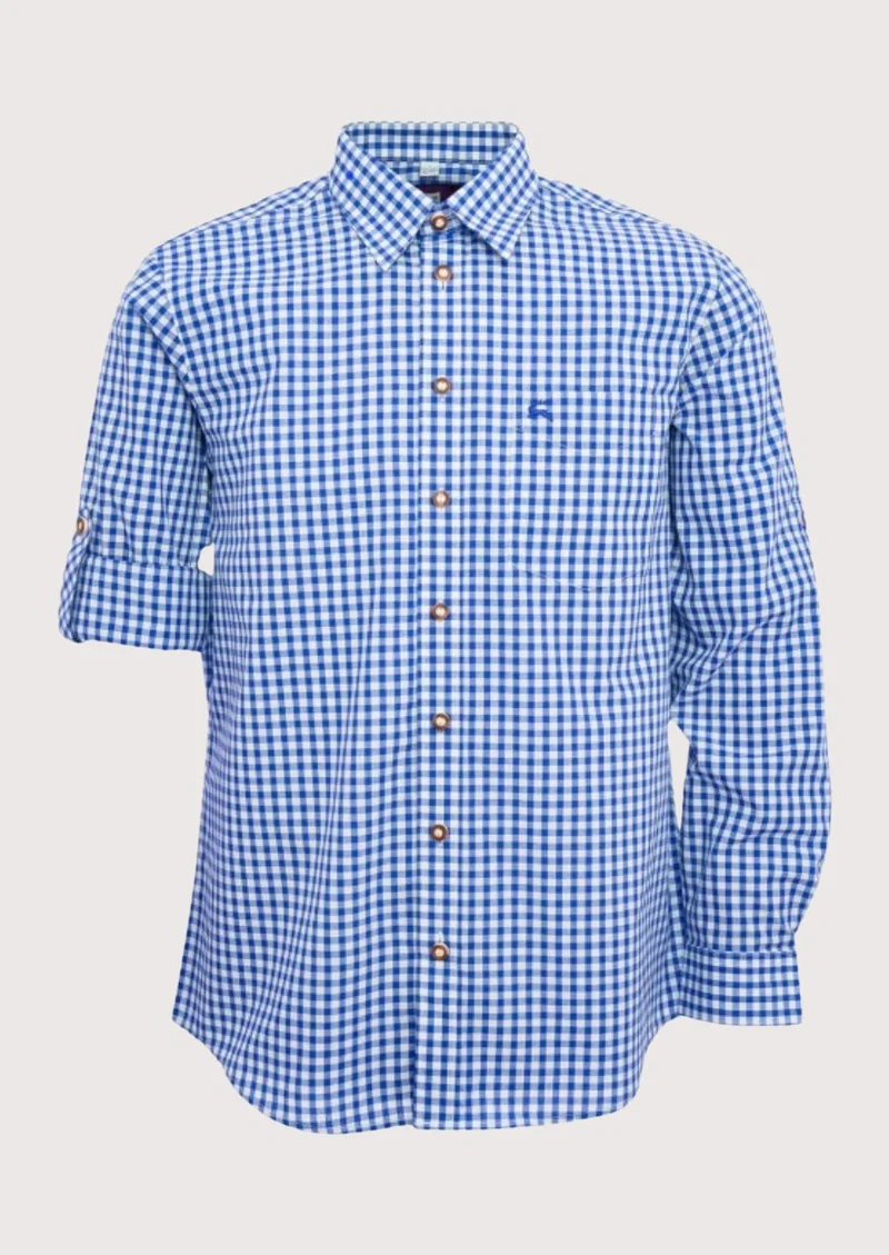 Mens Blue Check Cotton Shirt