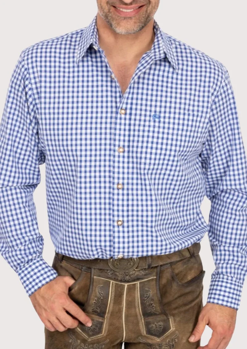 Mens Blue Check Cotton Shirt