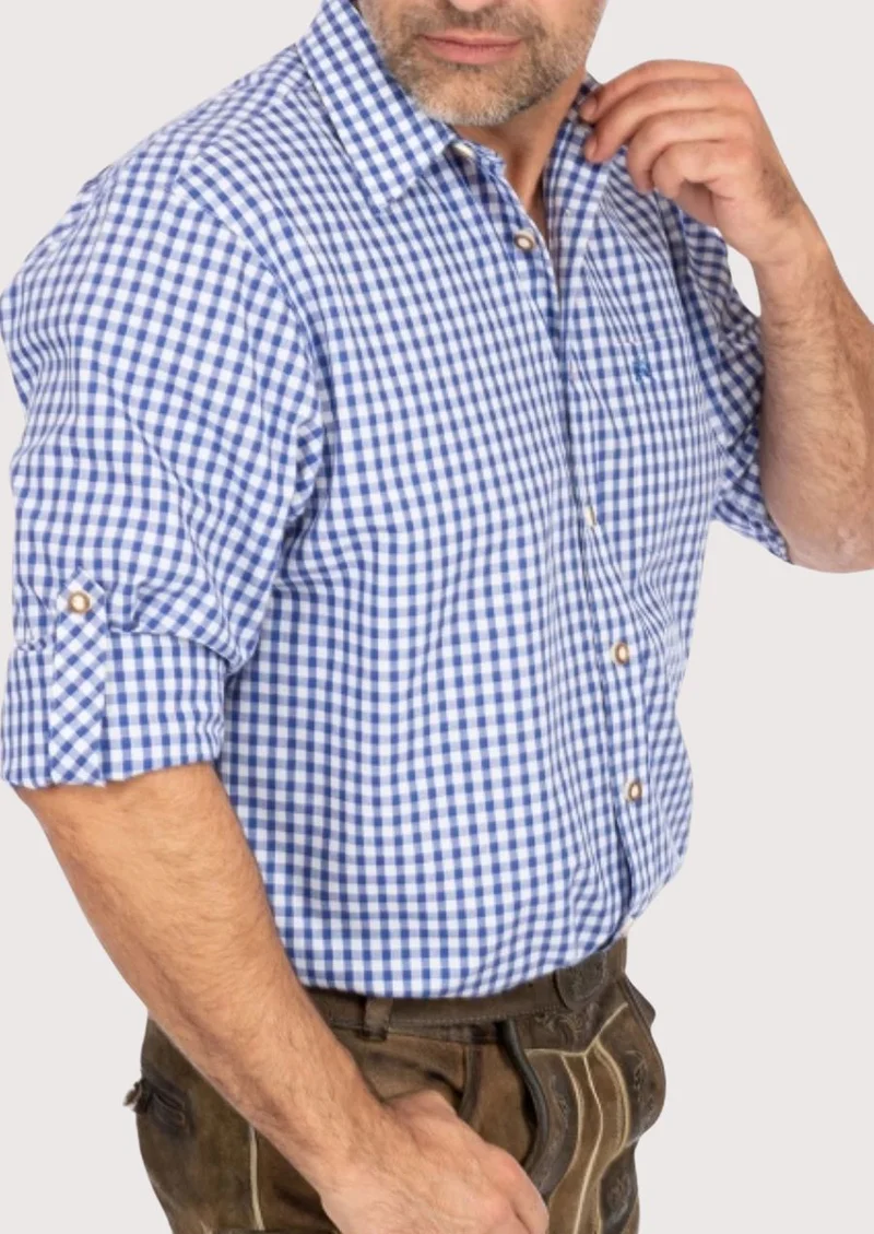 Mens Blue Check Cotton Shirt